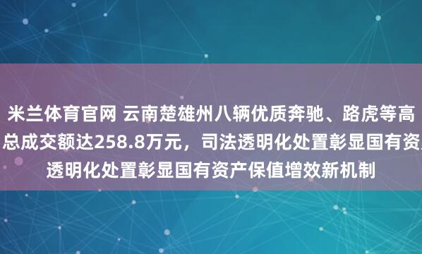米兰体育官网 云南楚雄州八辆优质奔驰、路虎等高档座驾公开竞拍,总成交额达258.8万元,司法透明化处置彰显国有资产保值增效新机制