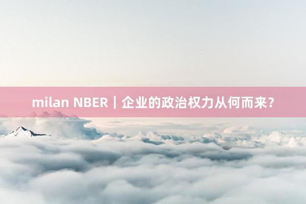 milan NBER｜企业的政治权力从何而来？