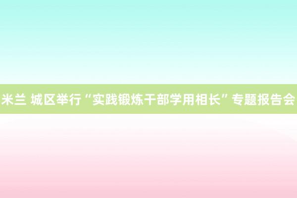 米兰 城区举行“实践锻炼干部学用相长”专题报告会