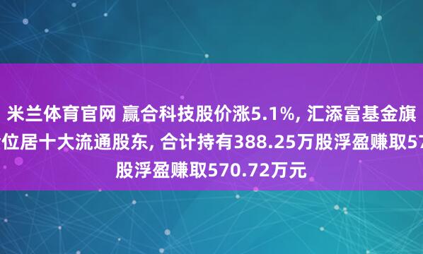 米兰体育官网 赢合科技股价涨5.1%, 汇添富基金旗下2只基金位居十大流通股东, 合计持有388.25万股浮盈赚取570.72万元