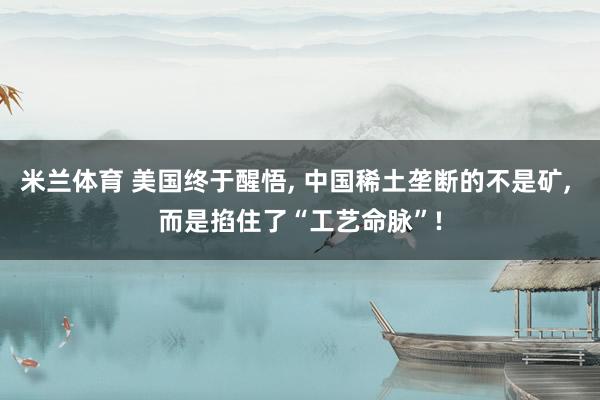 米兰体育 美国终于醒悟, 中国稀土垄断的不是矿, 而是掐住了“工艺命脉”!